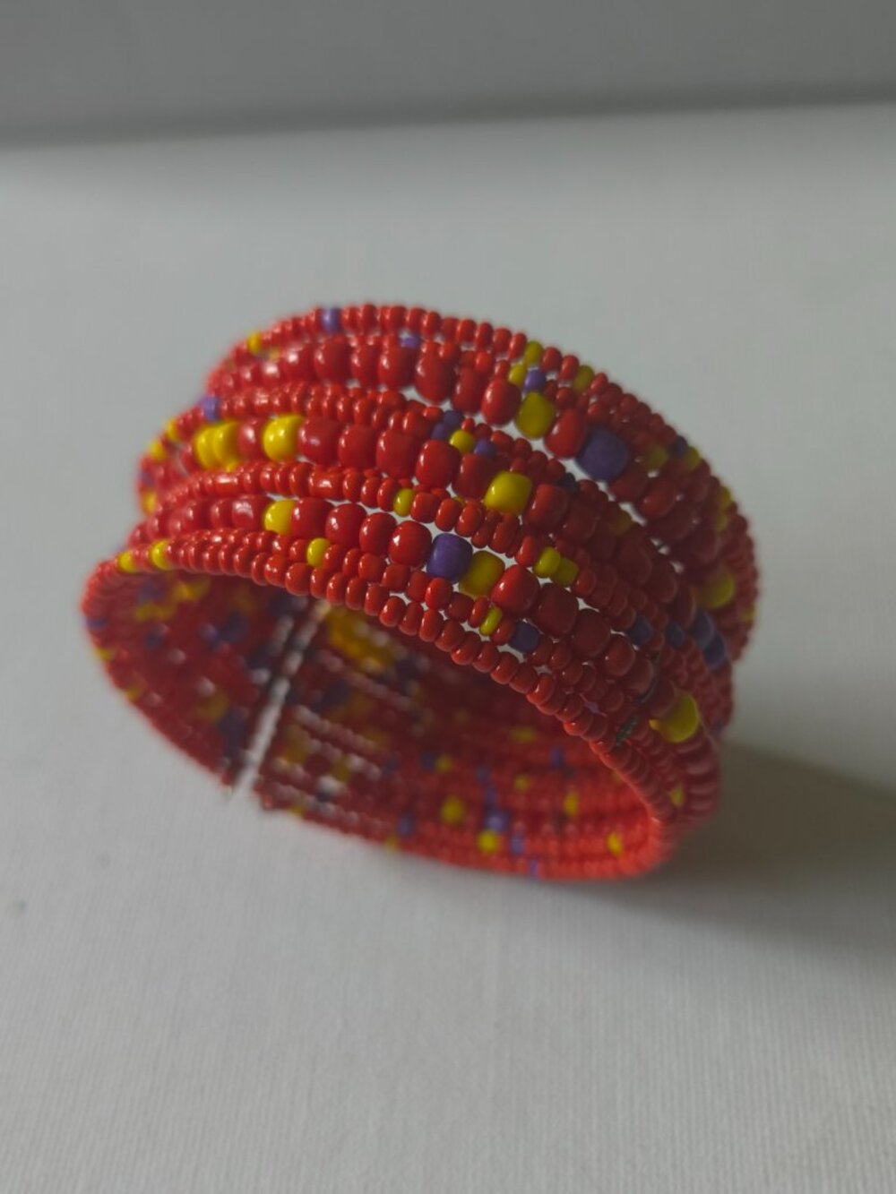 Handmade African Maasai Style Beaded Wire Cuff  Seed Beads Bracelet